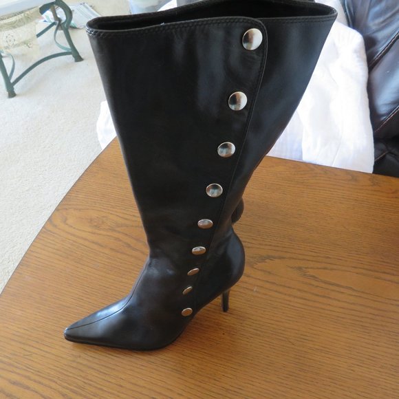 Nine West Shoes - Women's Nine West Leather Pointed Toe Heeled Boots